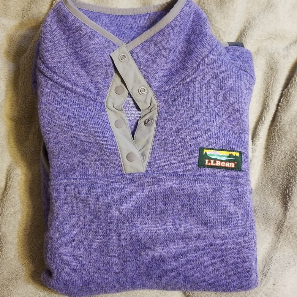 ll bean sweater button up fleece